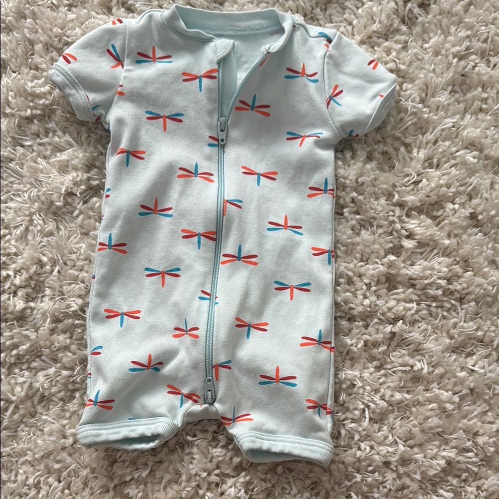+PRIMARY+ Dragonfly Print Double Zip Romper